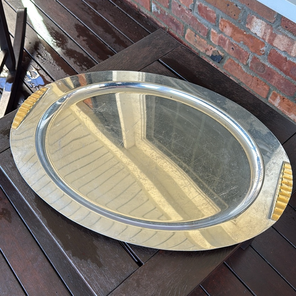 Elegant Silver Oval Serving Tray
